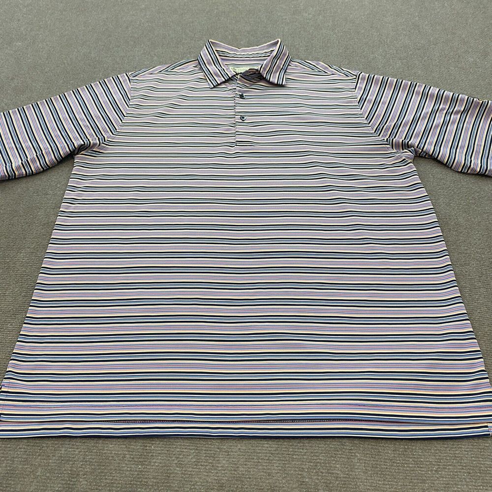 Donald Ross Polo Shirt Mens Large Striped‎ Prestonwood Golf Club Short Sleeve